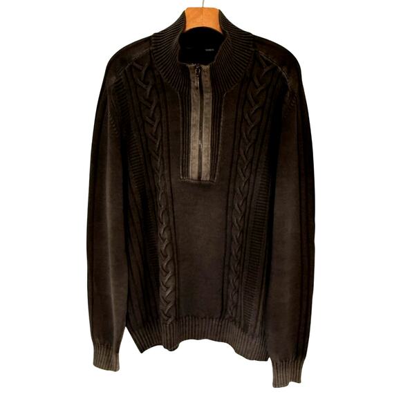 Nanibon Men's Quarter Zip Sweater Cable Italy Premium 100% Virgin Wool - Picture 4 of 8